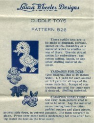 826 MAIL ORDER 1946 CUDDLY TOYS PATTERN UNCUT TISSUE